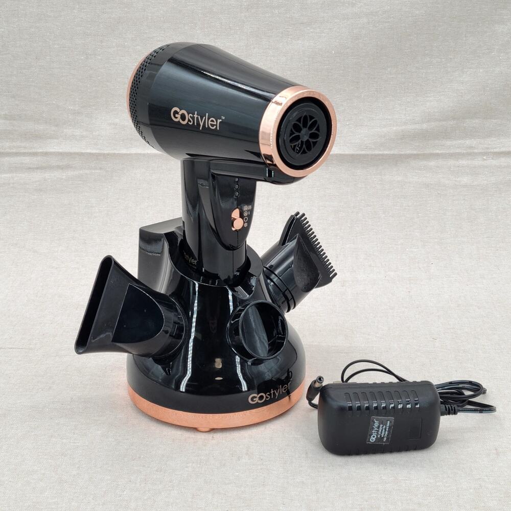 Cordless Hair Dryer GoStyler Rechargeable Styling 02529 with 2 Attachments WORKS